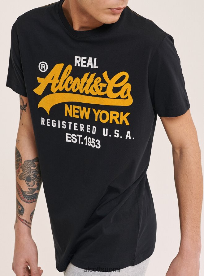 vaatetus fi Alcott miehet t-paita, jossa edessä painettu logo musta HL28P0891