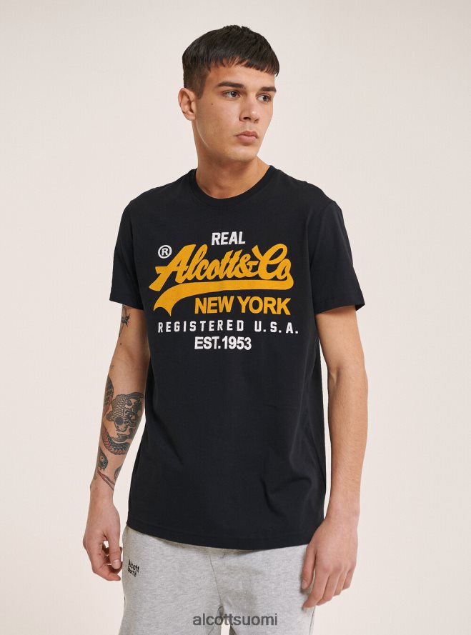 vaatetus fi Alcott miehet t-paita, jossa edessä painettu logo musta HL28P0891