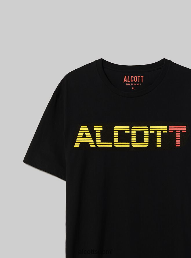 vaatetus fi Alcott miehet ylisuuri puuvillakuvioinen t-paita musta HL28P01049