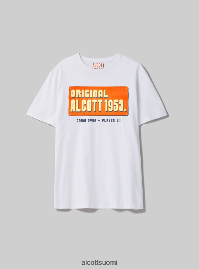 vaatetus fi Alcott miehet ylisuuri puuvillakuvioinen t-paita valkoinen HL28P01050