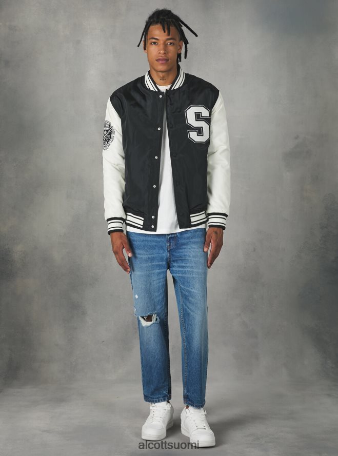 vaatetus fi Alcott miehet college-tyylinen bomber-takki kierrätetyllä pehmusteella bk1 musta HL28P0819