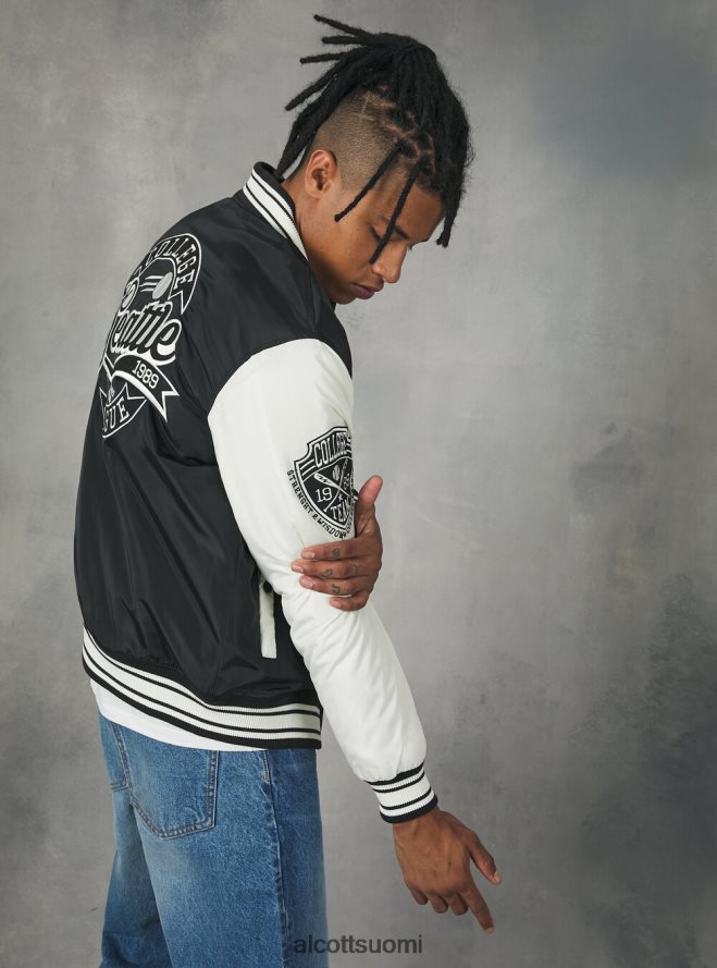 vaatetus fi Alcott miehet college-tyylinen bomber-takki kierrätetyllä pehmusteella bk1 musta HL28P0819