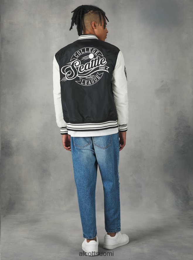 vaatetus fi Alcott miehet college-tyylinen bomber-takki kierrätetyllä pehmusteella bk1 musta HL28P0819