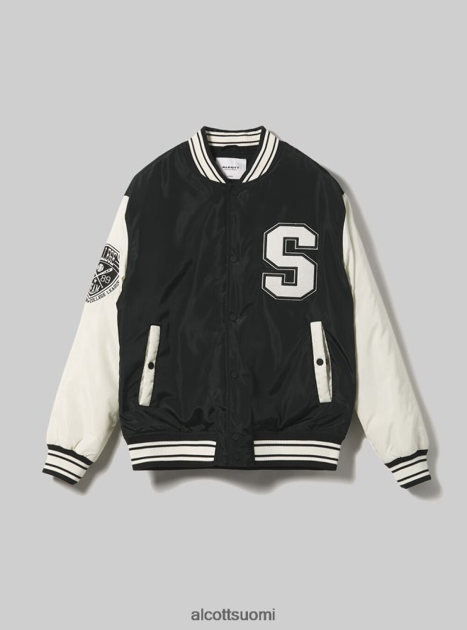 vaatetus fi Alcott miehet college-tyylinen bomber-takki kierrätetyllä pehmusteella bk1 musta HL28P0819