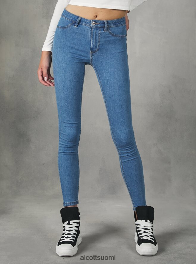 vaatetus fi Alcott naiset Korkeavyötäröiset super skinny -farkut joustavasta denimistä d000 musta HL28P0243