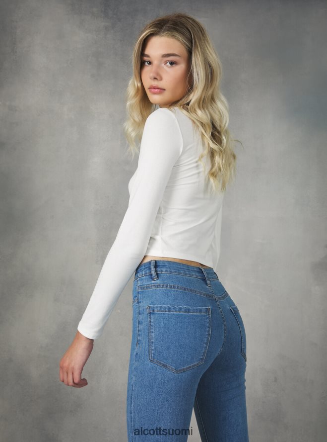 vaatetus fi Alcott naiset Korkeavyötäröiset super skinny -farkut joustavasta denimistä d000 musta HL28P0243