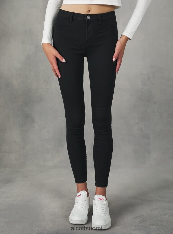 vaatetus fi Alcott naiset Korkeavyötäröiset super skinny -farkut joustavasta denimistä d000 musta HL28P0266