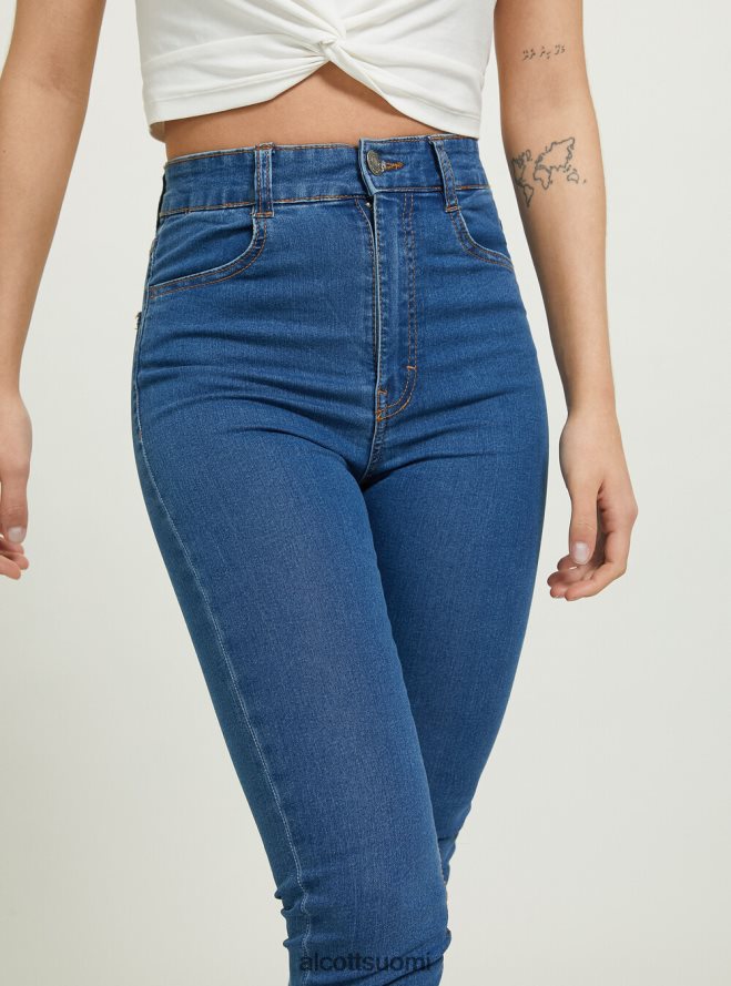 vaatetus fi Alcott naiset Skinny fit korkeavyötäröiset farkut d002 keskitummansininen HL28P0363