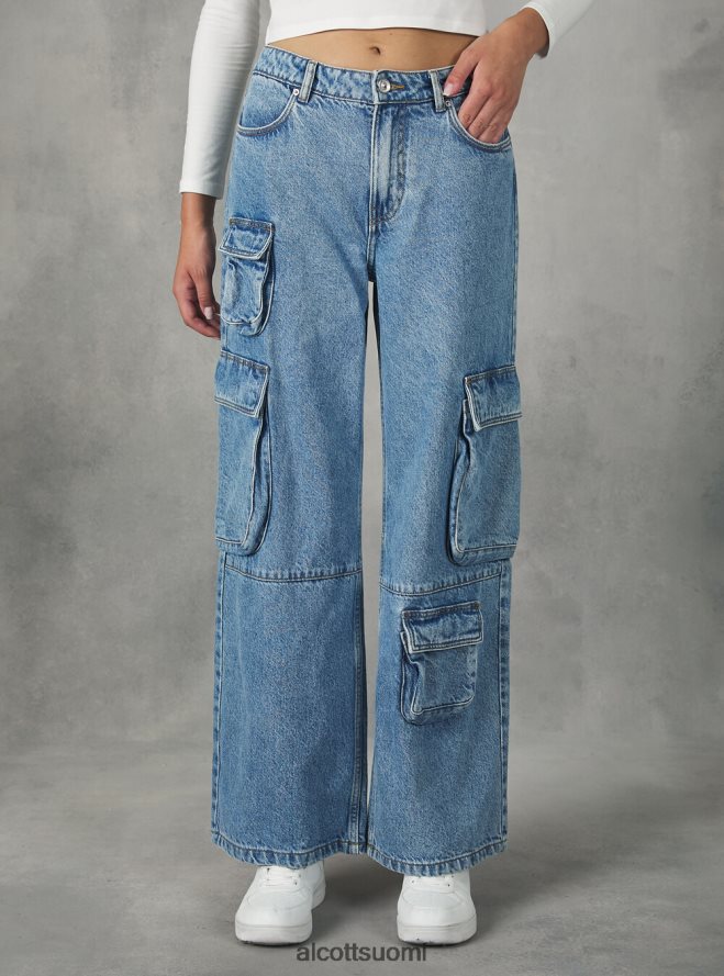 vaatetus fi Alcott naiset multi cargo comfort fit farkut d006 taivaansininen HL28P0115