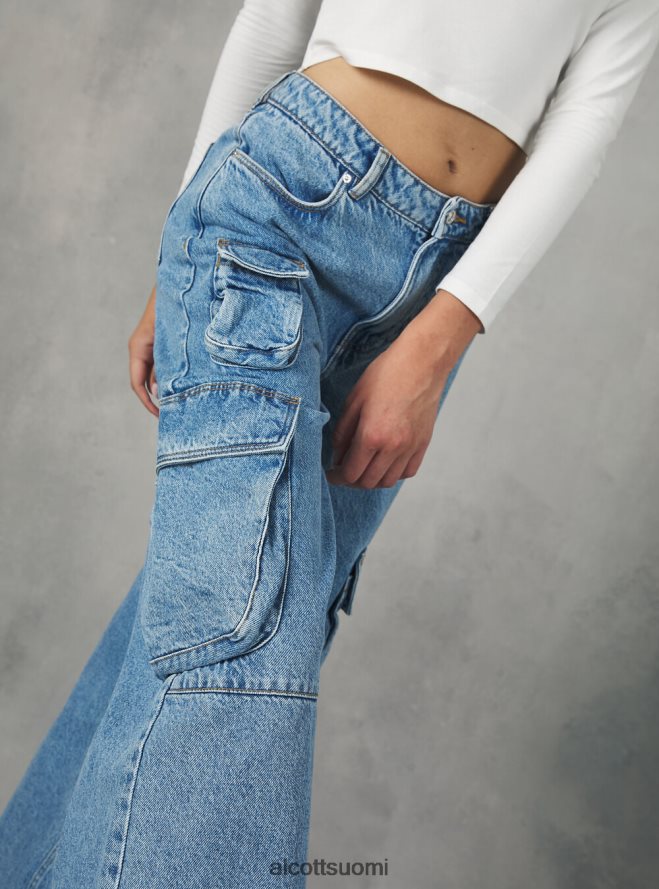 vaatetus fi Alcott naiset multi cargo comfort fit farkut d006 taivaansininen HL28P0115