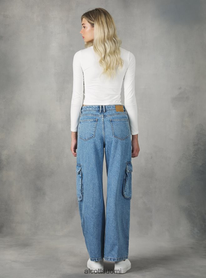 vaatetus fi Alcott naiset multi cargo comfort fit farkut d006 taivaansininen HL28P0115