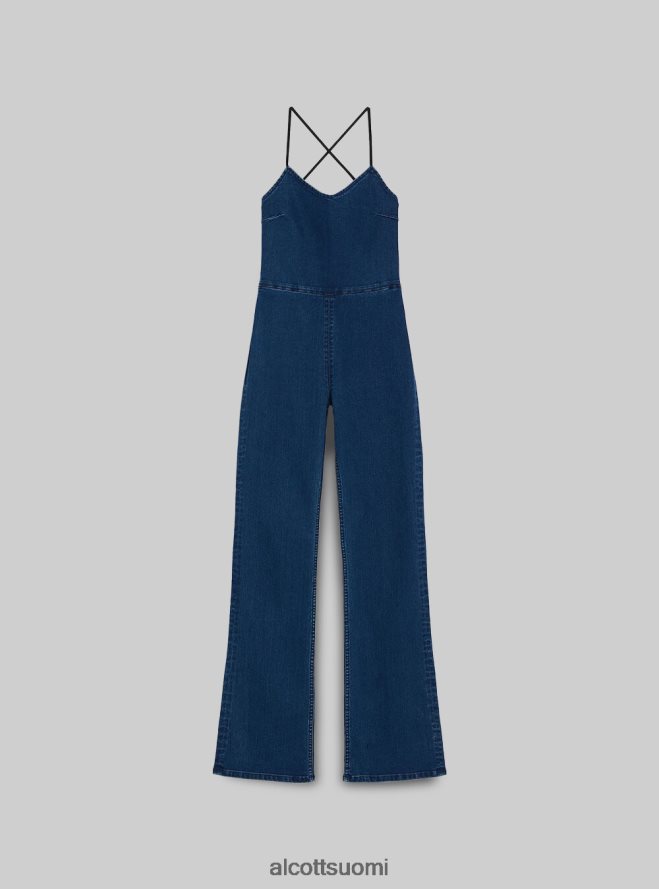 vaatetus fi Alcott naiset stretch denim pitkä yksiosainen haalari d003 keskisininen HL28P0340