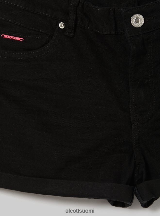 vaatetus fi Alcott naiset joustavat twill-shortsit käänteisillä bk1 musta HL28P0404