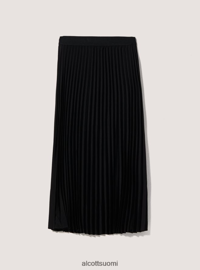 vaatetus fi Alcott naiset laskostettu midihame bk1 musta HL28P0205