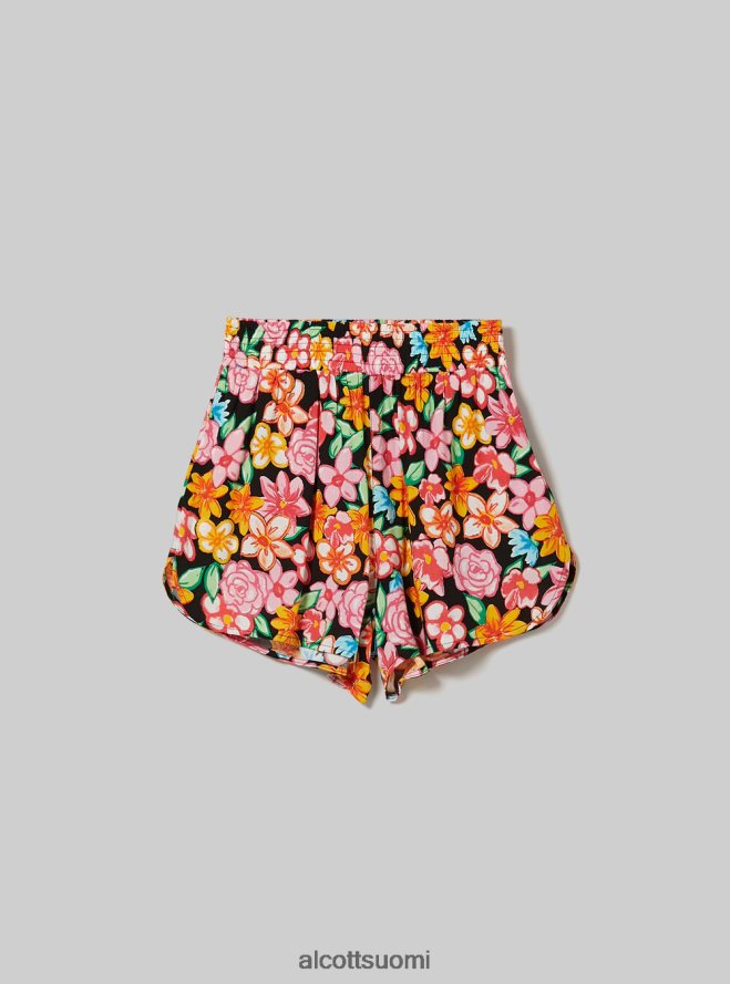 vaatetus fi Alcott naiset shortsit kukkaprintillä bk1 musta HL28P06