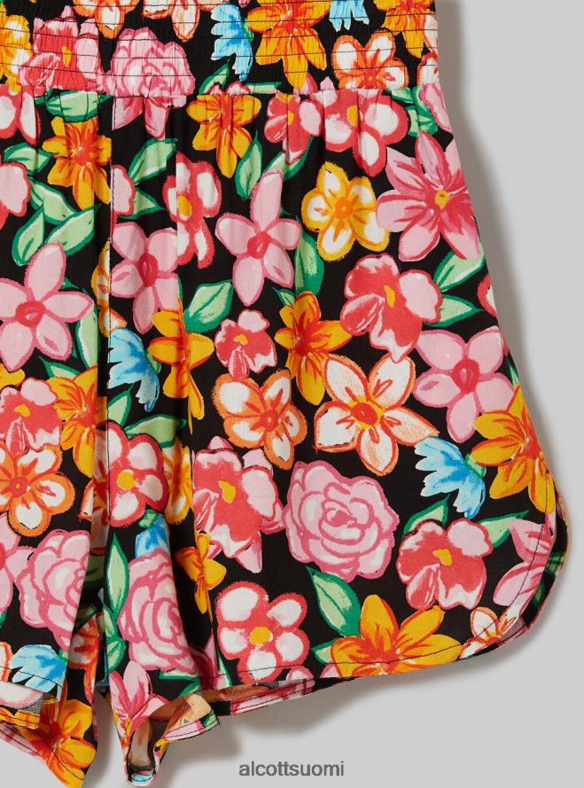 vaatetus fi Alcott naiset shortsit kukkaprintillä bk1 musta HL28P06