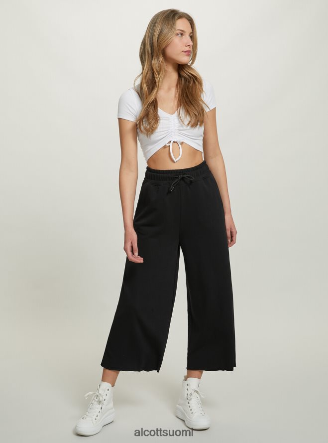 vaatetus fi Alcott naiset lyhennetyt fleece-leggingsit, joissa joustava vyötärönauha bk1 musta HL28P0206