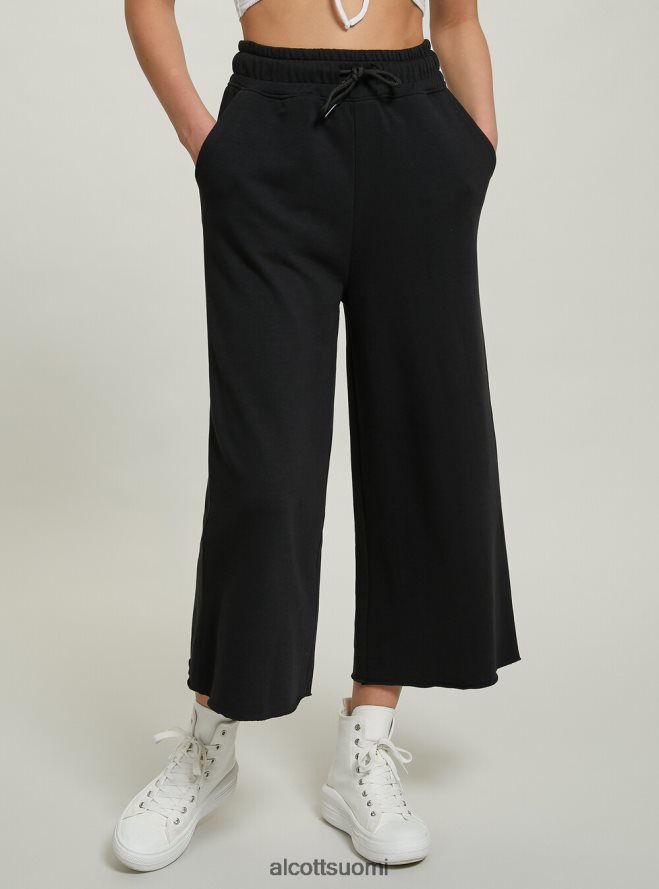 vaatetus fi Alcott naiset lyhennetyt fleece-leggingsit, joissa joustava vyötärönauha bk1 musta HL28P0206