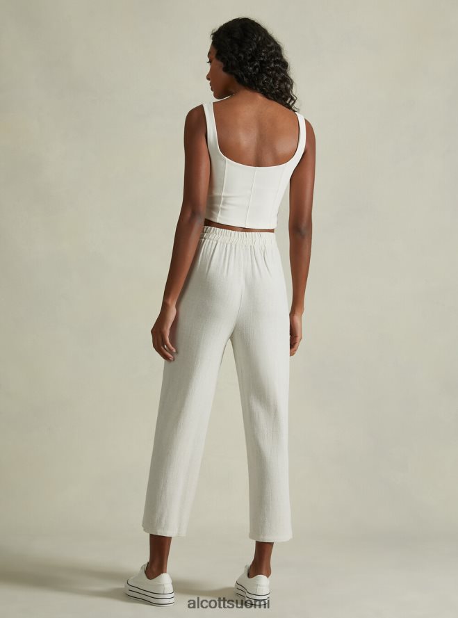 vaatetus fi Alcott naiset pellavasekoiteiset culotte-housut wh2 valkoinen HL28P0472