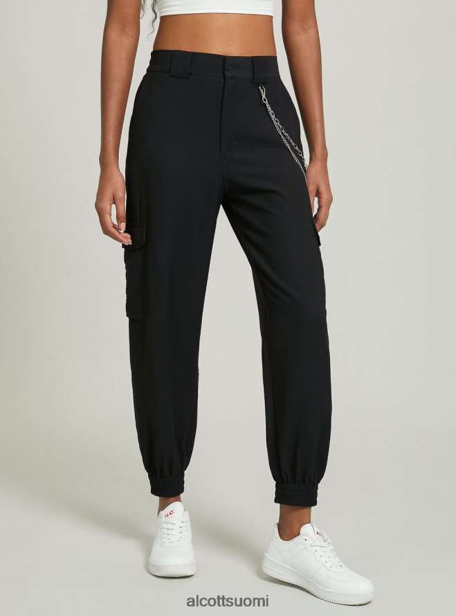 vaatetus fi Alcott naiset pellavasekoiteiset ketjuhousut bk1 musta HL28P0359