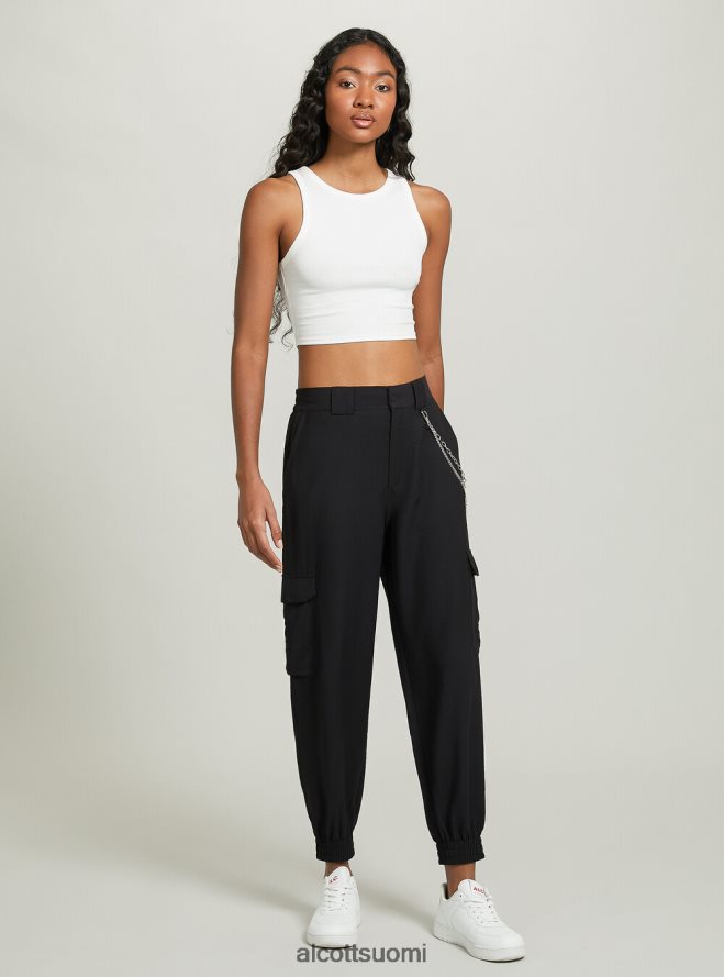 vaatetus fi Alcott naiset pellavasekoiteiset ketjuhousut bk1 musta HL28P0359