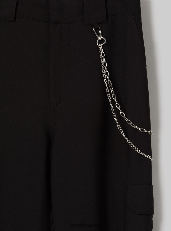 vaatetus fi Alcott naiset pellavasekoiteiset ketjuhousut bk1 musta HL28P0359