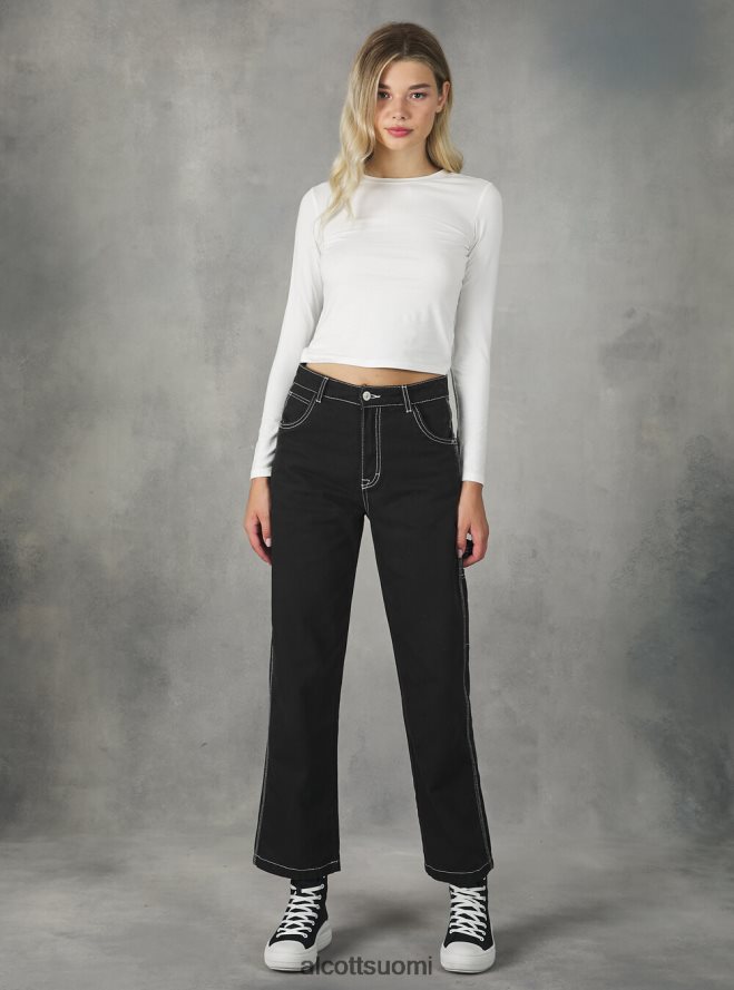 vaatetus fi Alcott naiset puusepän kangashousut bk1 musta HL28P0148