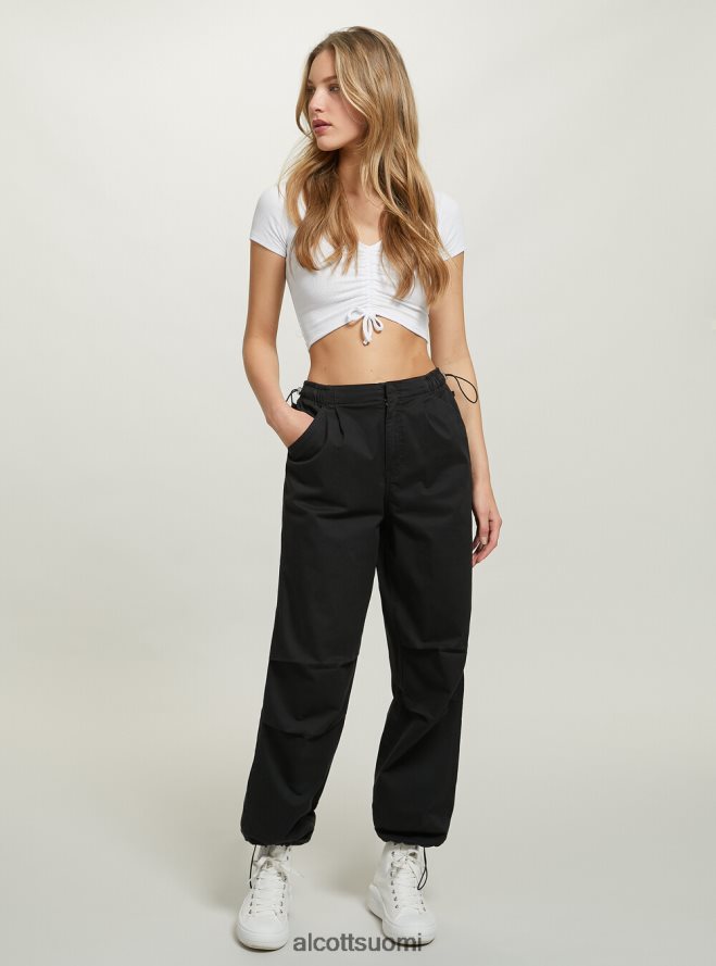 vaatetus fi Alcott naiset puuvillaiset laskuvarjohousut bk1 musta HL28P0151