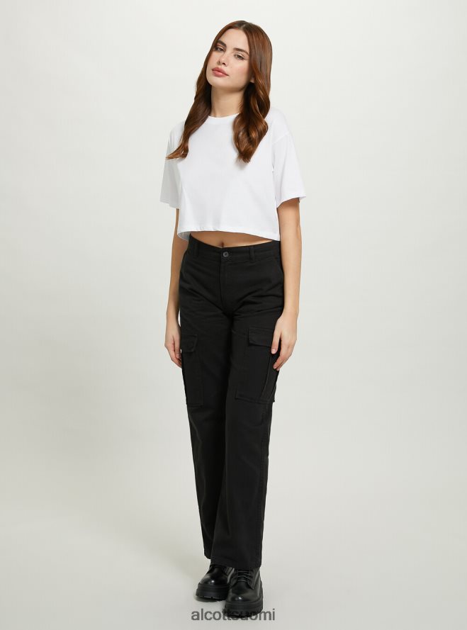vaatetus fi Alcott naiset twill cargo-housut bk1 musta HL28P0331