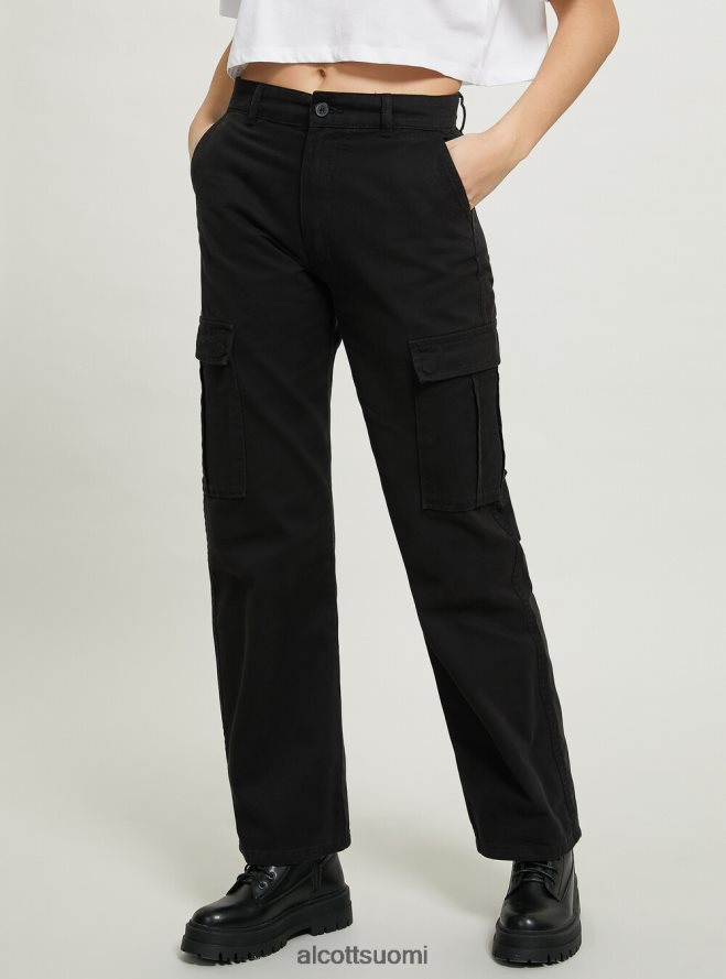 vaatetus fi Alcott naiset twill cargo-housut bk1 musta HL28P0331