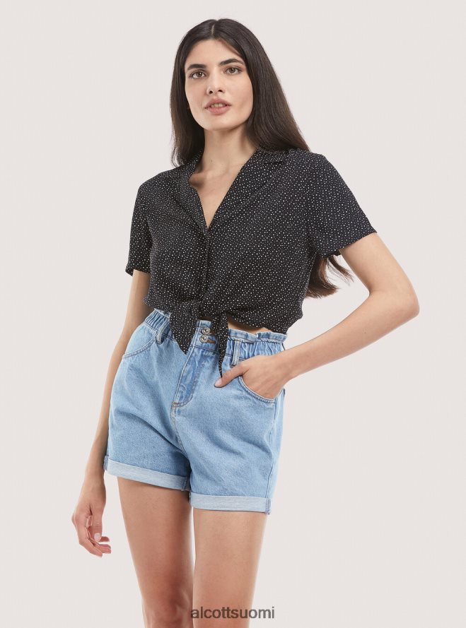 vaatetus fi Alcott naiset camicia crop con nodo musta HL28P0322