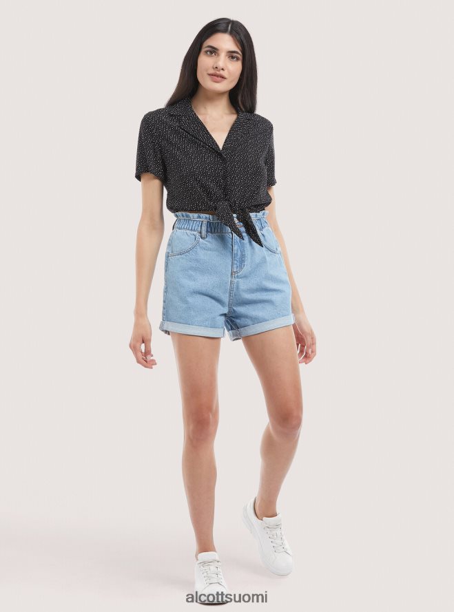 vaatetus fi Alcott naiset camicia crop con nodo musta HL28P0322