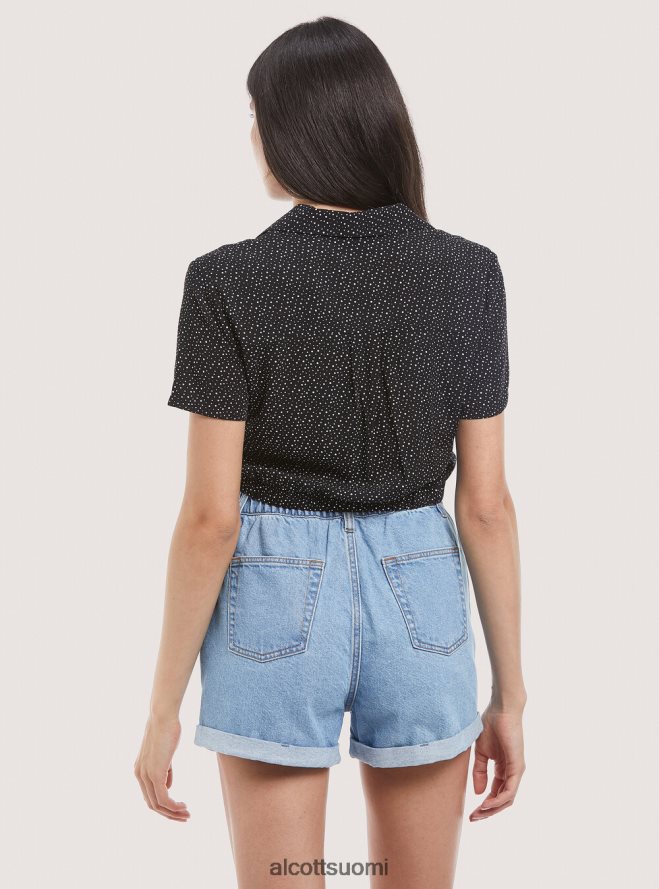 vaatetus fi Alcott naiset camicia crop con nodo musta HL28P0322