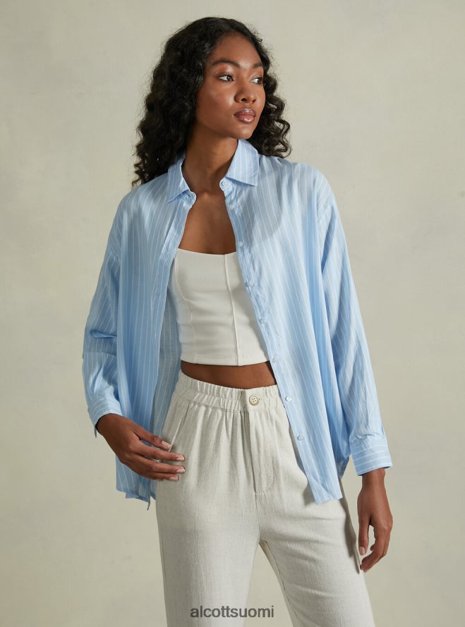 vaatetus fi Alcott naiset pellavasekoite raidallinen paita az3 azurre valo HL28P021