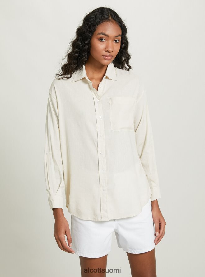 vaatetus fi Alcott naiset pellavasekoitepaita rintataskulla ga3 aqua vihreä valo HL28P0162