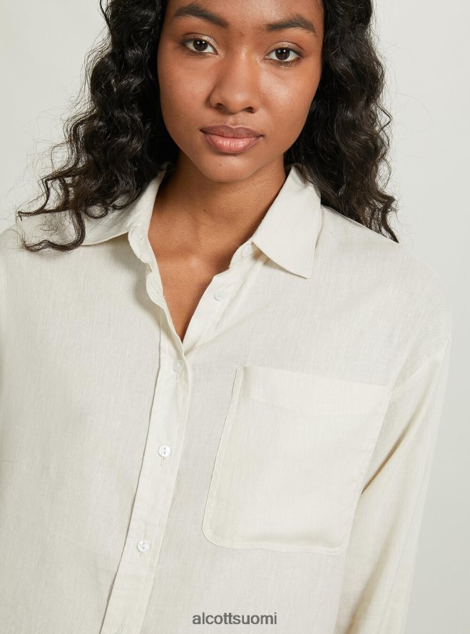 vaatetus fi Alcott naiset pellavasekoitepaita rintataskulla ga3 aqua vihreä valo HL28P0162