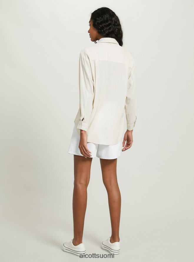 vaatetus fi Alcott naiset pellavasekoitepaita rintataskulla ga3 aqua vihreä valo HL28P0162