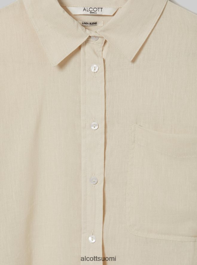 vaatetus fi Alcott naiset pellavasekoitepaita rintataskulla ga3 aqua vihreä valo HL28P0162