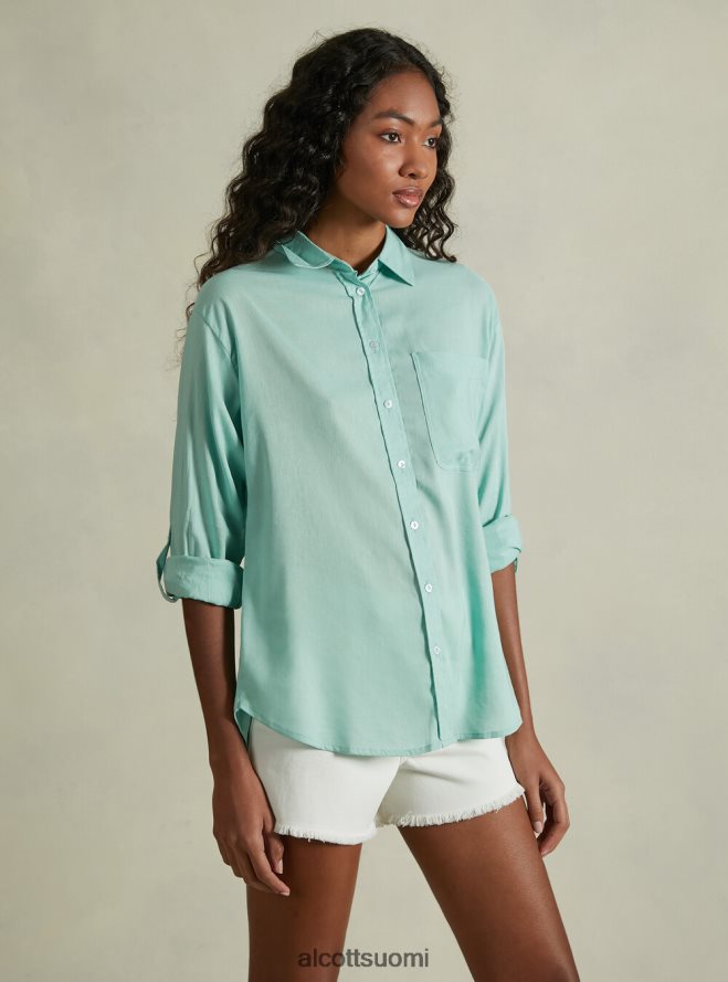 vaatetus fi Alcott naiset pellavasekoitepaita rintataskulla ga3 aqua vihreä valo HL28P0388