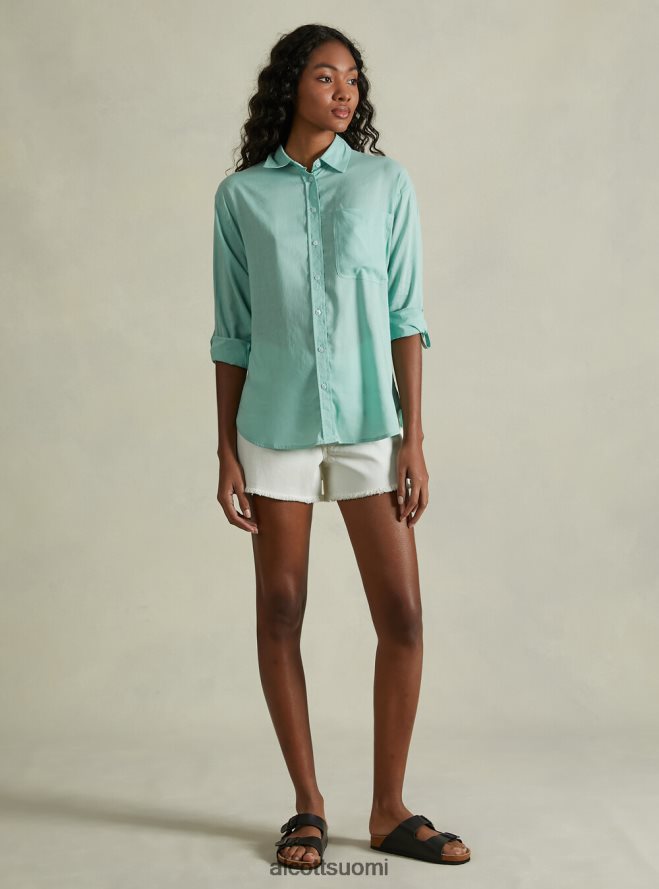 vaatetus fi Alcott naiset pellavasekoitepaita rintataskulla ga3 aqua vihreä valo HL28P0388