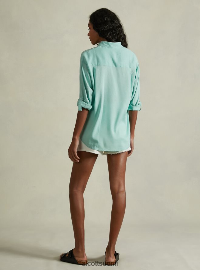 vaatetus fi Alcott naiset pellavasekoitepaita rintataskulla ga3 aqua vihreä valo HL28P0388