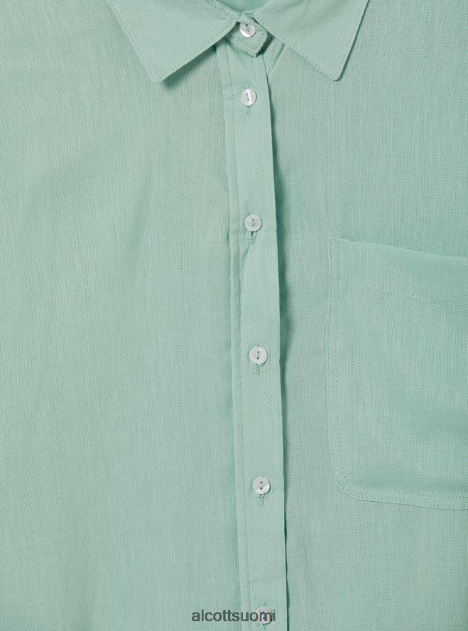 vaatetus fi Alcott naiset pellavasekoitepaita rintataskulla ga3 aqua vihreä valo HL28P0388