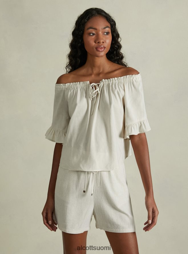 vaatetus fi Alcott naiset pellavasekoitepusero, jossa bardot-pääntie ky1 kaky tumma HL28P020