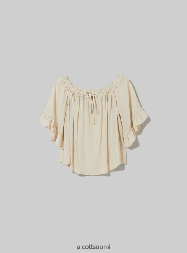 vaatetus fi Alcott naiset pellavasekoitepusero, jossa bardot-pääntie ky1 kaky tumma HL28P020