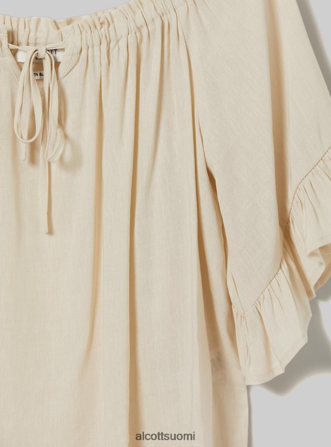 vaatetus fi Alcott naiset pellavasekoitepusero, jossa bardot-pääntie ky1 kaky tumma HL28P020