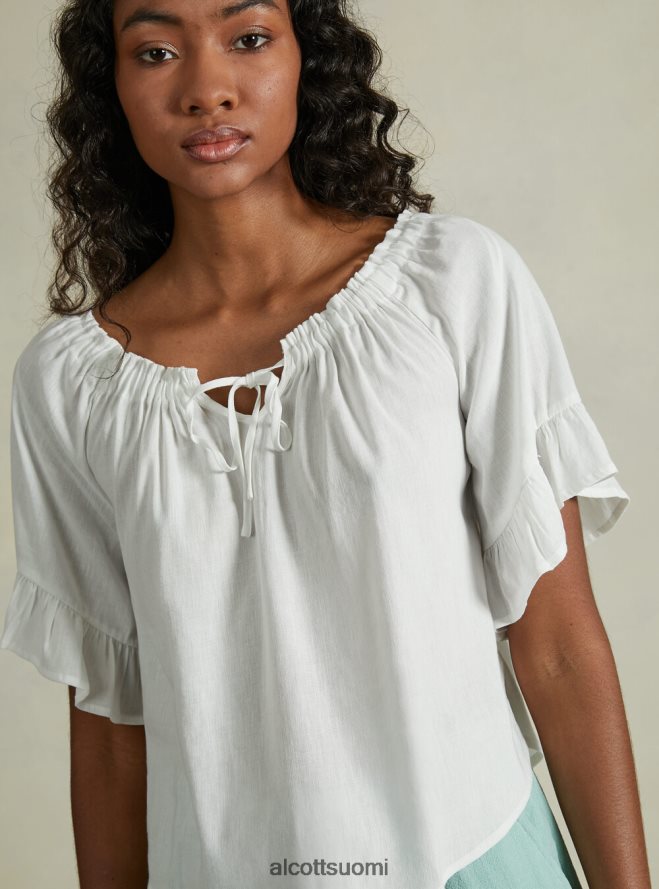 vaatetus fi Alcott naiset pellavasekoitepusero, jossa bardot-pääntie ky1 kaky tumma HL28P027