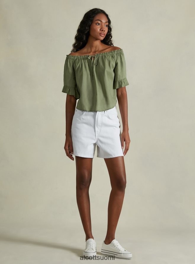 vaatetus fi Alcott naiset pellavasekoitepusero, jossa bardot-pääntie ky1 kaky tumma HL28P0394