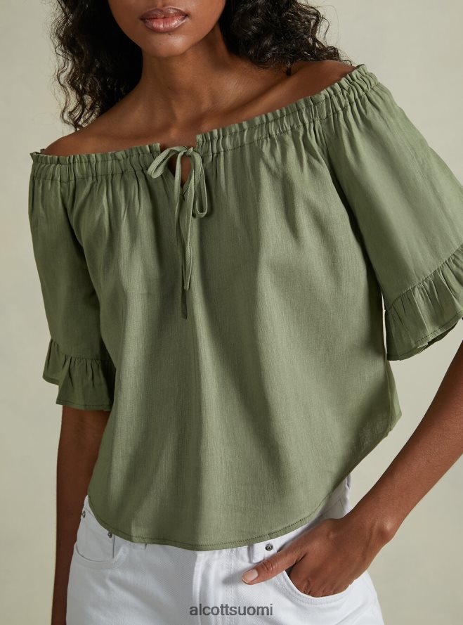 vaatetus fi Alcott naiset pellavasekoitepusero, jossa bardot-pääntie ky1 kaky tumma HL28P0394