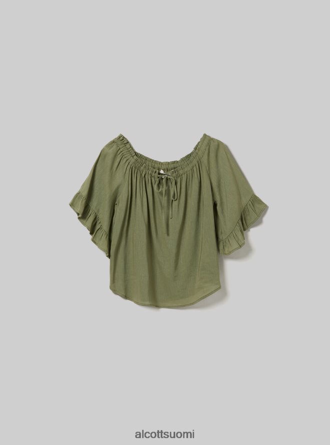 vaatetus fi Alcott naiset pellavasekoitepusero, jossa bardot-pääntie ky1 kaky tumma HL28P0394