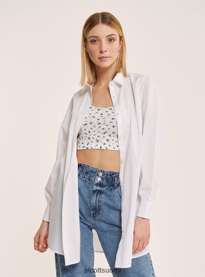 vaatetus fi Alcott naiset pitkä paita popliinikankaasta valkoinen HL28P0178